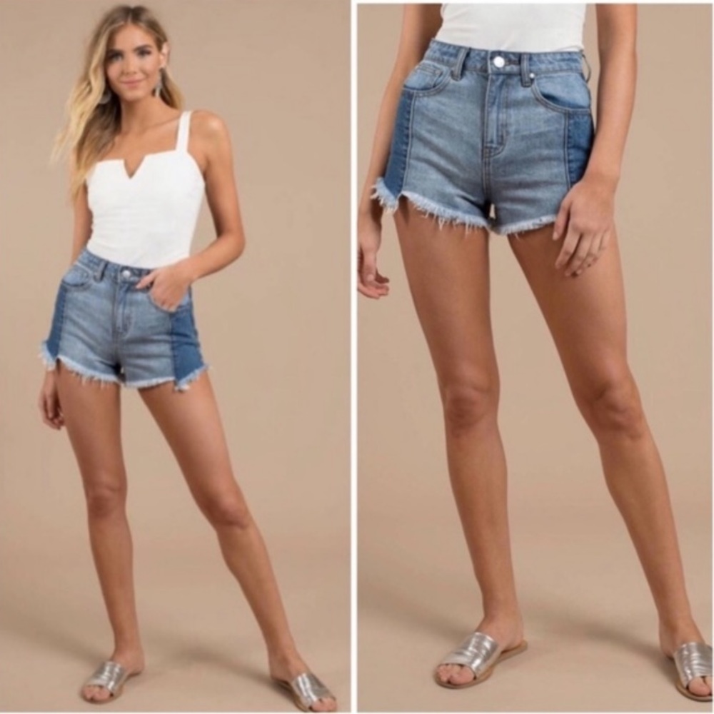 Free people mixed light dark denim shorts